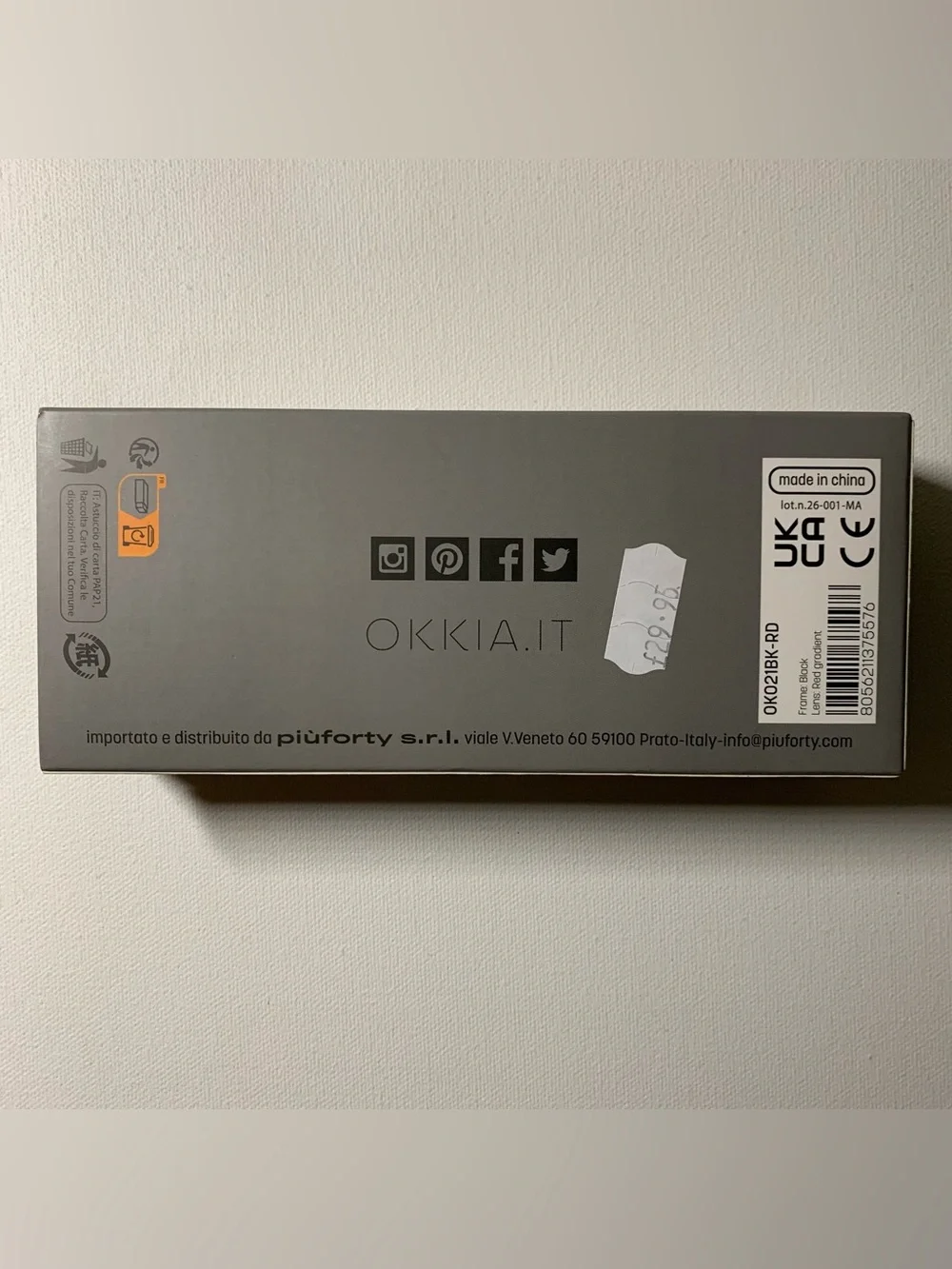 NEW IN BOX Black & red Okkia sunglasses  Red lenses
